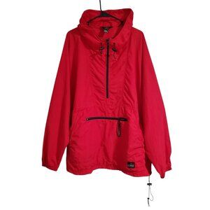 Vintage L.L. Bean Red Anorak Windbreaker Lightweight Pullover Jacket - XL